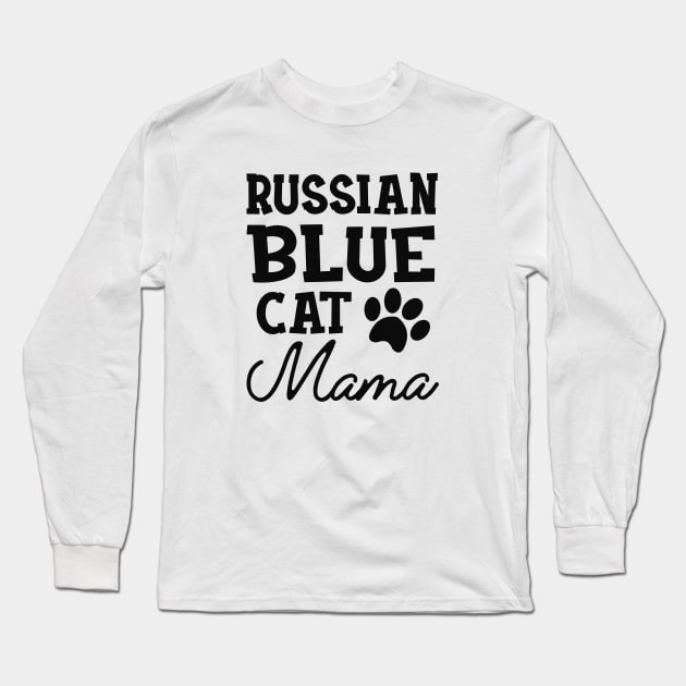 Russian Blue Cat Mama Long Sleeve T-Shirt by KC Happy Shop
